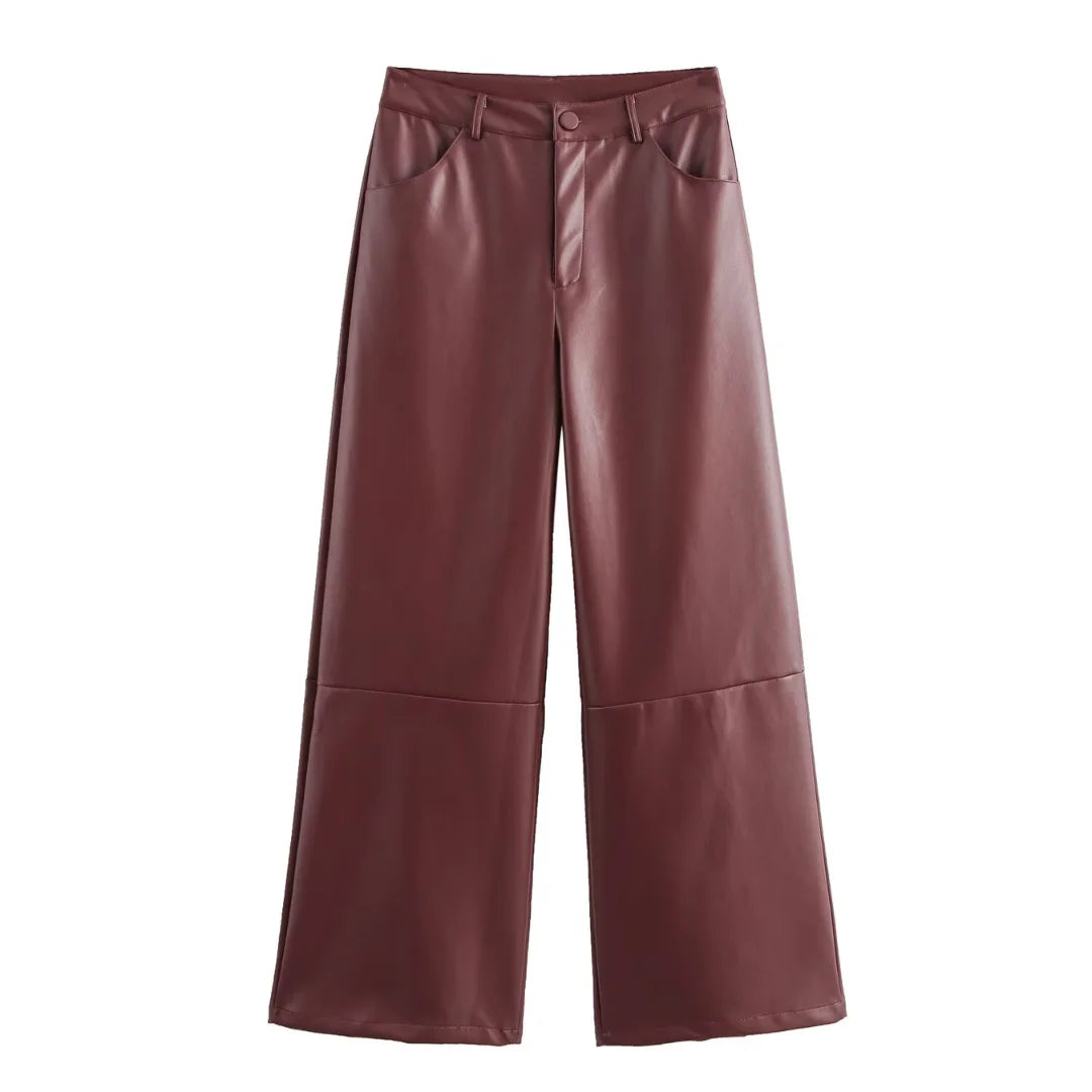 Burgundy Kunstlederhose