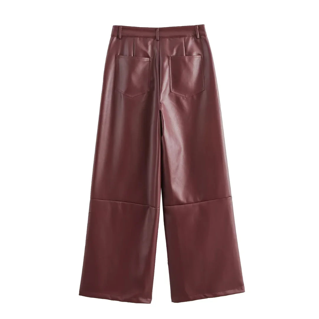 Burgundy Kunstlederhose